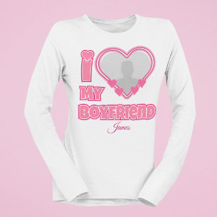Individuell Ich liebe meinen Freund – Foto & Name T-Shirt