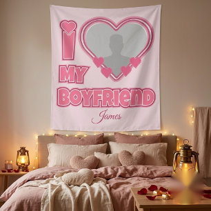 Individuell Ich liebe meinen Freund – Foto & Name  Wandteppich