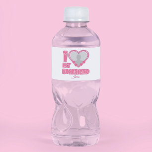 Individuell Ich liebe meinen Freund – Foto & Name  Wasserflaschenetikett