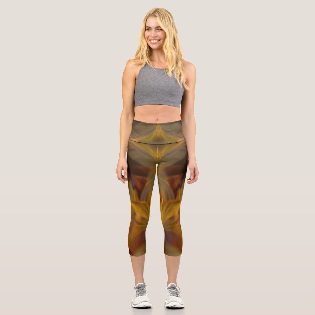 Individuell markierte farbenfrohe Natur-Wohlbefind Capri Leggings (Vorderseite)