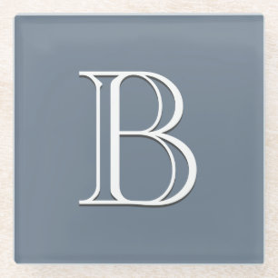Individuell Mit Monogramm Anfangsmittel Blau und W Glasuntersetzer