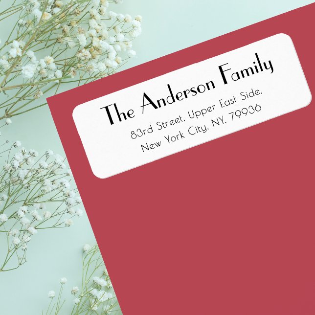 Individuell moderne Elegante einfache weiße Rückse (Custom Modern Elegant Simple White Return Address Label)
