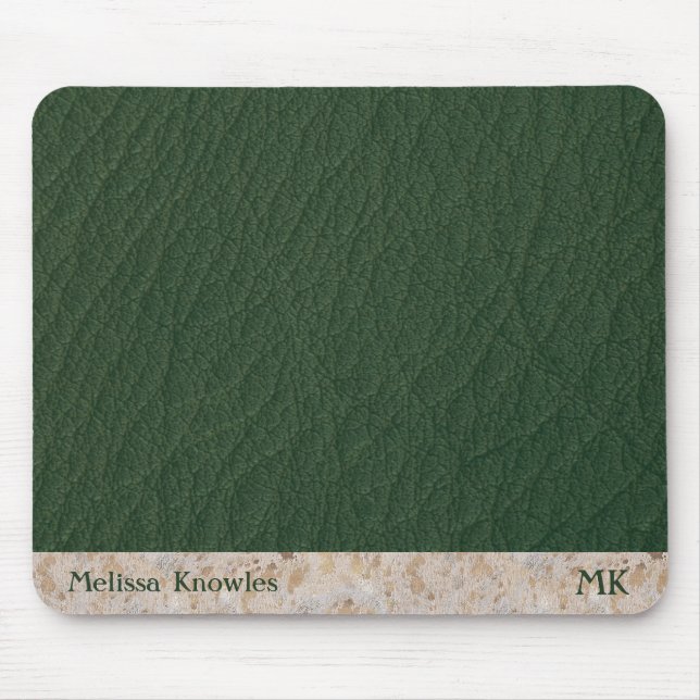 Individuell monogrammierte männliche moderne grüne mousepad (Vorne)