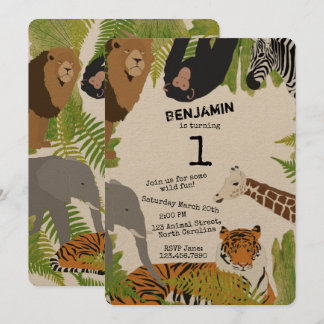 Individuell Niedliche Jungle Animals Safari Geburt Einladung