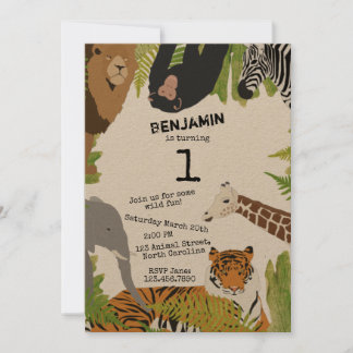 Individuell Niedliche Jungle Animals Safari Geburt Einladung