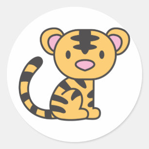 Individuell Niedliches Baby Tiger sitzend Runder Aufkleber