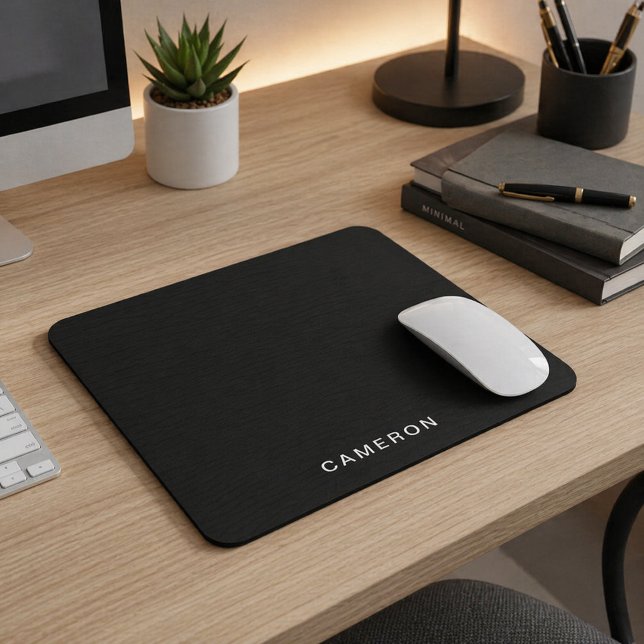 Individuell Schwarzes Monogramm | Elegantes Design Mousepad (Von Creator hochgeladen)