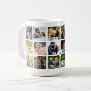 Individuelle 18-Foto-Collage-Monogramm personalisi Kaffeetasse