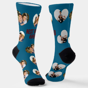 Individuelle 3-Foto-Collage Bester Vater Aller Zei Socken