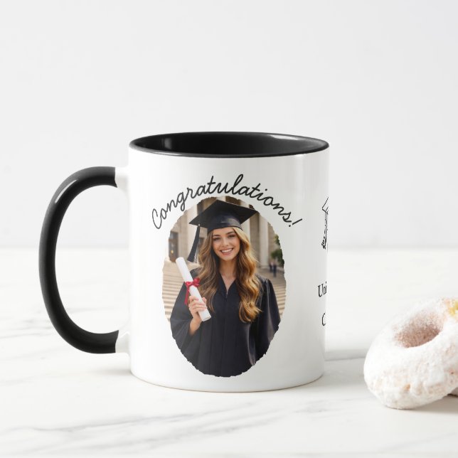 Individuelle Abschluss-Fotomugge Gratulation Tasse (Mit Donut)
