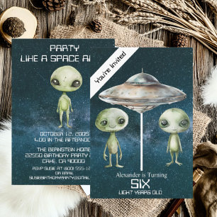 Individuelle Altersgruppe Weltraum Alien Geburtsta Einladung