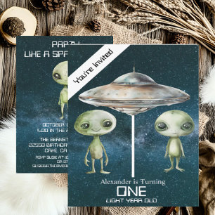 Individuelle Altersgruppe Weltraum Alien Geburtsta Einladung
