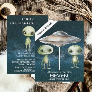 Individuelle Altersgruppe Weltraum Alien Geburtsta Einladung
