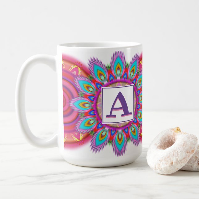 Individuelle anfängliche große Kaffee-Tasse Mandal Kaffeetasse (Mit Donut)