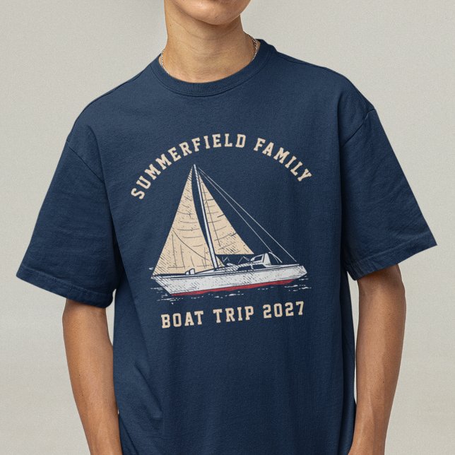 Individuelle, aufeinander abgestimmte Bootreiseboo T-Shirt (Family Reunion Boat Trip Nautical Matching T-Shirt)