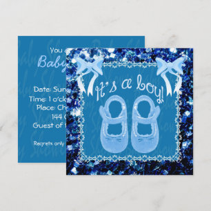 Individuelle Baby Boy Dusche Blue Glitzern Einladu Einladung