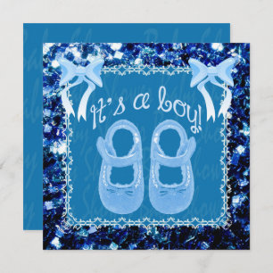 Individuelle Baby Boy Dusche Blue Glitzern Einladu Einladung