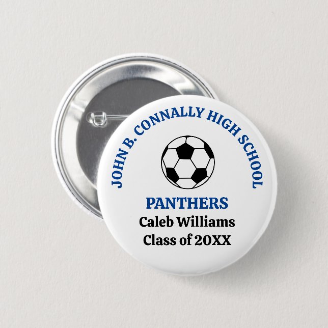 Individuelle blaue Fußballmannschaft der High Scho Button (Vorne & Hinten)