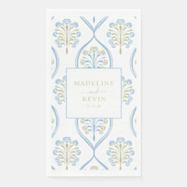 Individuelle blaue und grüne Blumenhochzeit Serviette