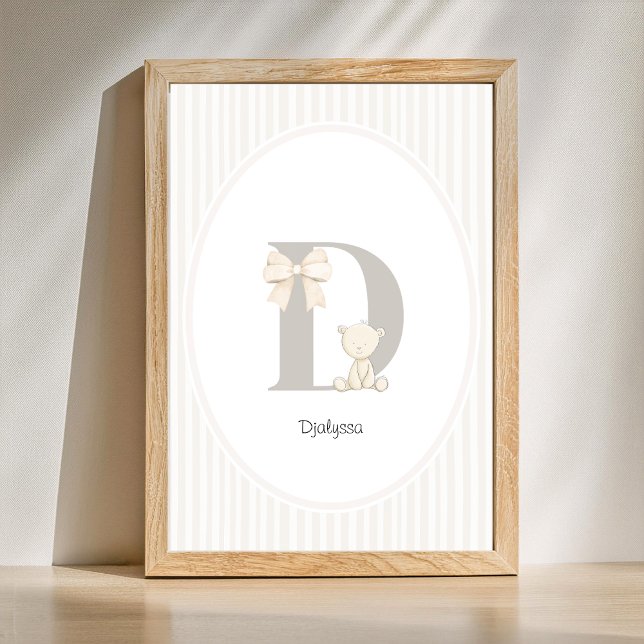 Individuelle Buchstabe D Kinderzimmer-Wandkunst -  Poster (Letter D Nursery Wall Art - Custom Baby Name Print)