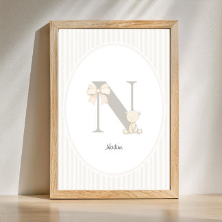 Individuelle Buchstabe N-Nursery-Wandkunst - Baby- Poster