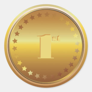 Individuelle Classic Gold Medaille. Nummer eins. Runder Aufkleber