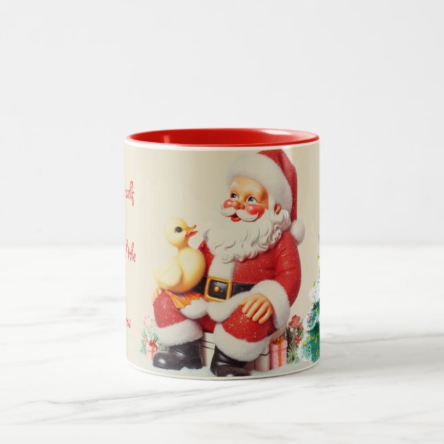 Individuelle Ducky Weihnachts-Tasse Zweifarbige Tasse (Mittel)