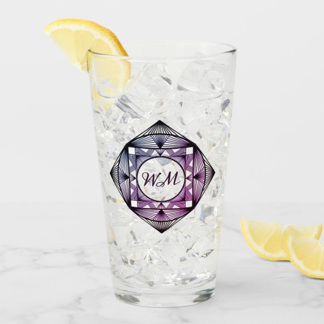 Individuelle Eintritte Eleganter Lila Chic Art Dec Glas (Vorderseite Ice)