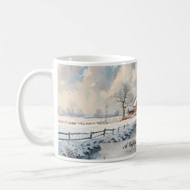 Individuelle englische Landschaft Winterlandschaft Kaffeetasse (Links)