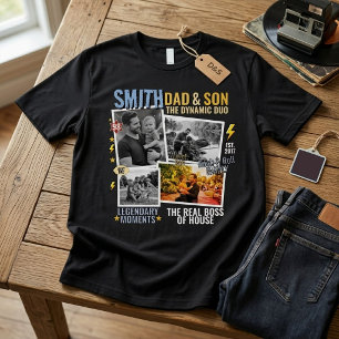 Individuelle Familienfoto-Collage Vater und Sohn T-Shirt