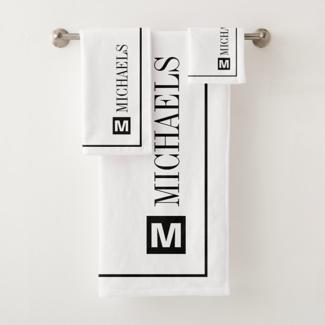 Individuelle Familienname Monogramm Badetuch Set (Insitu)
