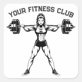 Individuelle Fitness Club Design mit weightlifter  Quadratischer Aufkleber