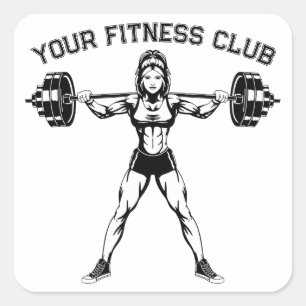 Individuelle Fitness Club Design mit weightlifter Quadratischer Aufkleber