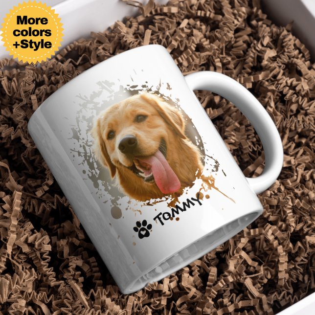 Individuelle Foto-Tasse mit Name und moderner Typo Kaffeetasse (Custom Pet Photo Mug with Name – Modern Typography Gift)