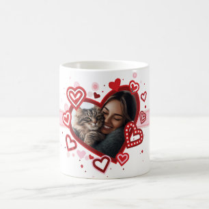 Individuelle Foto-Tasse mit romantischem Herzrahme Kaffeetasse