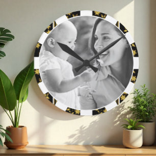 Individuelle Foto-Uhr, personalisiert, familiär, e Runde Wanduhr