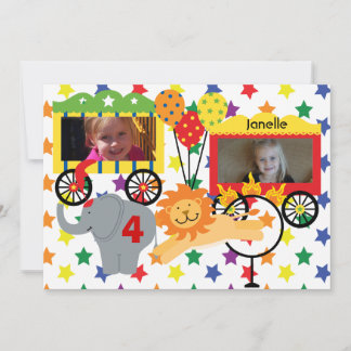 Individuelle Foto Zirkustiere zum Geburtstag Einla Einladung