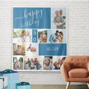Individuelle Fotocollage Blau für jedes Alter Wandteppich