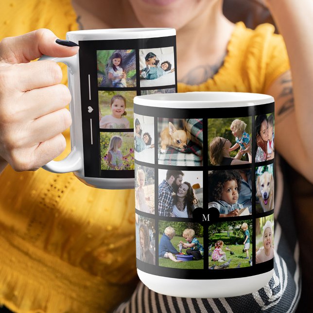 Individuelle Fotocollage-Monogramm personalisiert  Kaffeetasse (Von Creator hochgeladen)