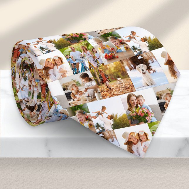 Individuelle Fotocollage zum Vatertag mit 8 Fotos Krawatte (A stylish tie personalized with 8 photos in a repeating collage pattern)