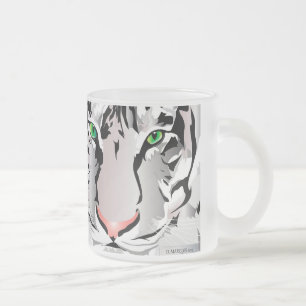 INDIVIDUELLE FROST-TASSE-TIGER-WEIß/GRAU MATTGLASTASSE