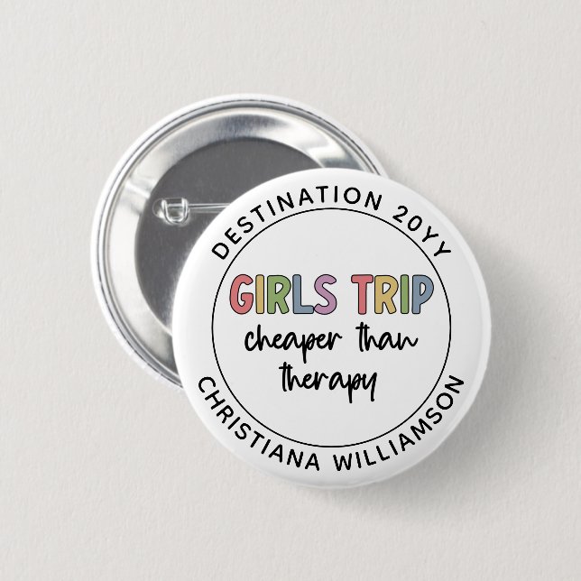 Individuelle Girls Reise billiger als Therapiemädc Button (Vorne & Hinten)