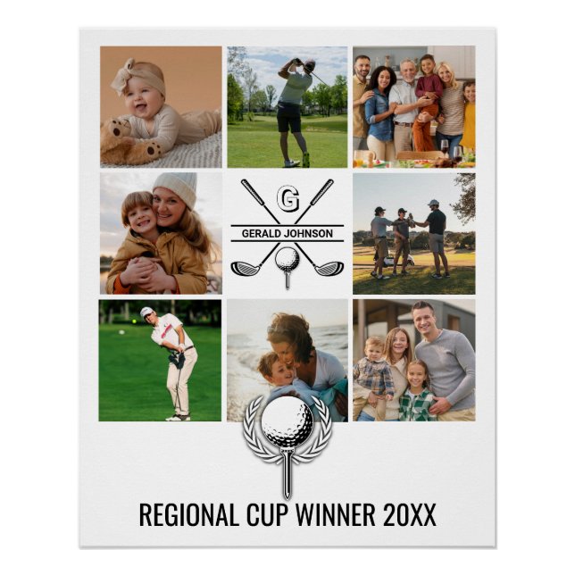 Individuelle Golf Collage mit Monogram Design Poster (Vorderseite)