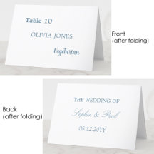 Individuelle Guest Dusty Blue Wedding Platzkarte