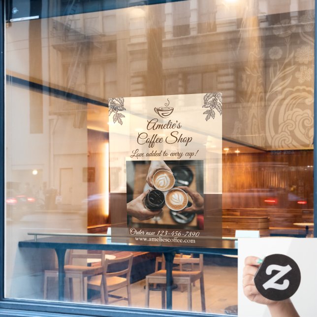 Individuelle Kaffeeservice Business Front Medium Fensteraufkleber (Café-Fenster)