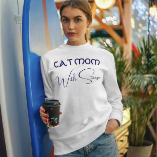 Individuelle Katzenmutter Blaue Schrift Lustiger T Sweatshirt