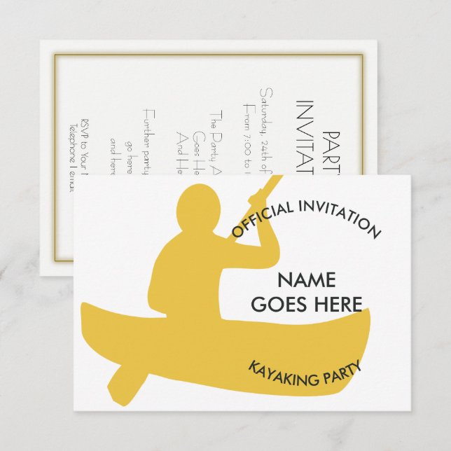 Individuelle Kayaking-Party Einladung (Vorne/Hinten)