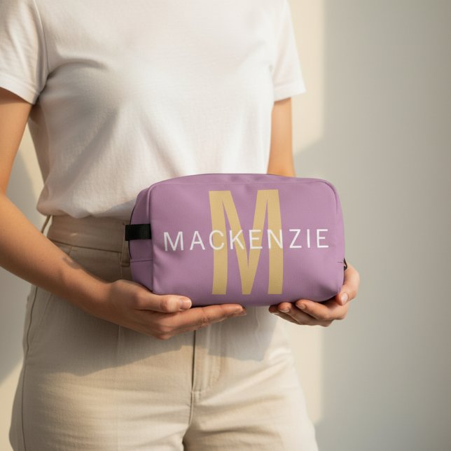 Individuelle Kosmetiktasche mit rosa Monogramm als Waschbeutel (Personalized Name Toiletry Bag – Christmas Gift for Her, Sisters, Aunts & Students)