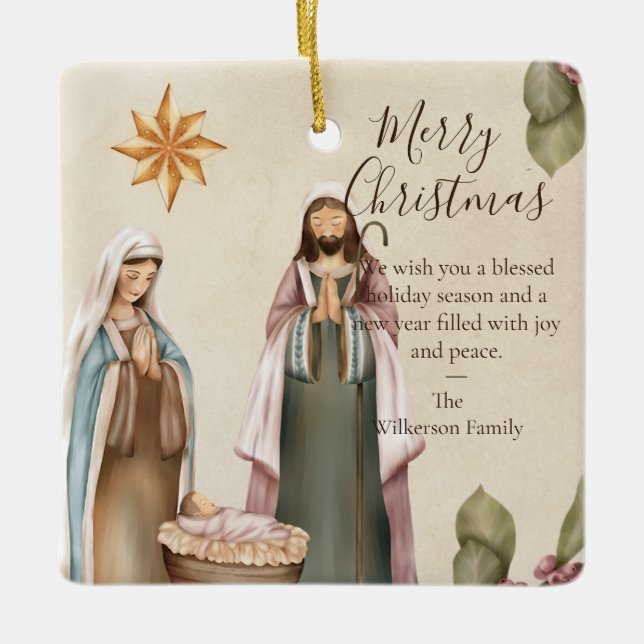 Individuelle Krippe religiöses Weihnachtsangebot Keramikornament (Vorderseite)