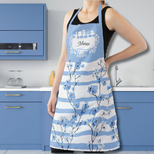 Individuelle Küchen-Themen-Name Blaue Blüten Gestr Schürze